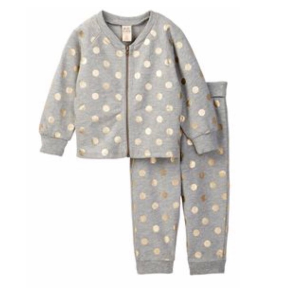Harper Canyon Grey & Gold Dot Sweater Set